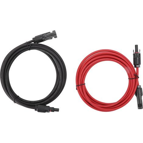 Câble PV pour panneau solaire, rallonge noir rouge avec connecteurs mâles et femelles, 3m (1/5)