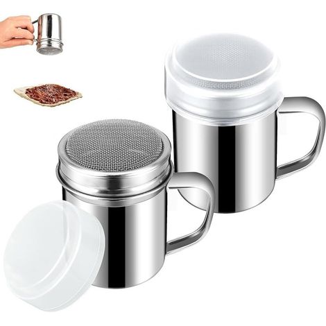 Kit pour barista Café pour cappuccino Matcha Saupoudreuse 2PCS Maille fine précise, distribution uniforme, acier inoxydable , lot de 2, pour idéal sucre glace (1/5)