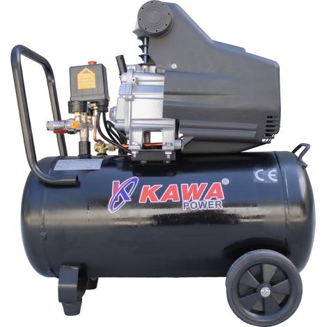 Kawapower Compresseur d’air avec huile – 2,5 HP, 50 L, 140 L/min, 8 BAR (1/4)