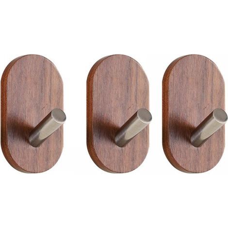 Set di 3 ganci appendiabiti in legno, appendiabiti in legno naturale, ganci decorativi per la porta di casa, gancio da parete multifunzionale per cappotti, vestiti, chiavi, sciarpe (1/4)