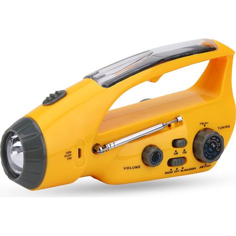 1 Générateur solaire à manivelle, Radio FM/AM, Lampe LED, Chargeur USB, Urgence extérieur (1/5)