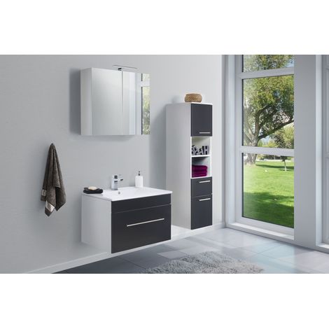 Badmöbel-Set SANTINI 75 (3-teilig) SoftClose schwarz (1/5)