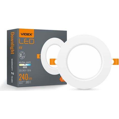 Einbauleuchte weiß rund 9,8 cm eingebaut LED 4W DownLight Videx 4000K 380lm