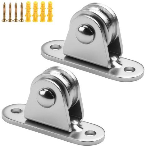 2 Poulie, Acier inoxydable, Roulement à billes, Pour corde 3-6 mm, Levage, Fitness, Porte roulante (1/5)