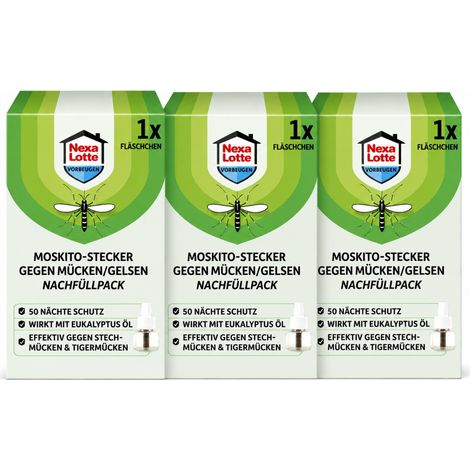 Nexa Lotte Moskitostecker Nachfüllpack 28 ml 3er Set Moskitostecker