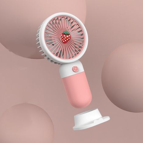 Mini-USB-wiederaufladbarer Handventilator aus weichem Silikon, tragbarer Taschenventilator, Fruchtrosa