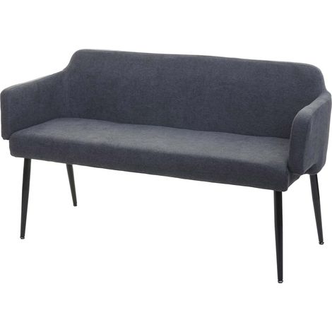 Panca da interni con braccioli elegante moderno 133cm HHG-084 legno tessuto antracite