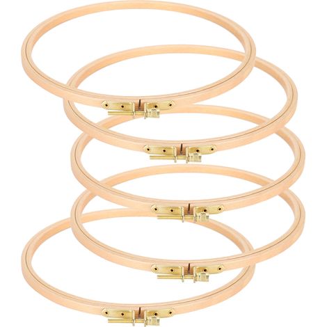 Lot de 5 cercles à broder ronds et larges en bambou, portables et de bureau, pour broderie au point de croix DIY (19 cm). (1/5)