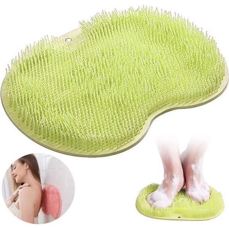 Tapis de massage en silicone antidérapant pour le dos, nettoyant de massage avec ventouses antidérapantes, masseur exfoliant (vert) (1/4)