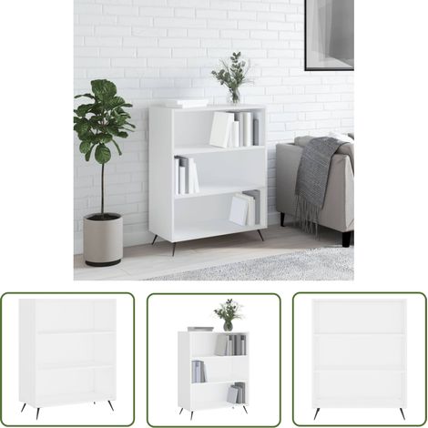 The Living Store Bücherregal Weiß 69,5x32,5x90 cm Holzwerkstoff - Bucherregal - Regal - Wohnraumorganisation - Holzwerkstoffregal - Weißer Schrank (1/5)