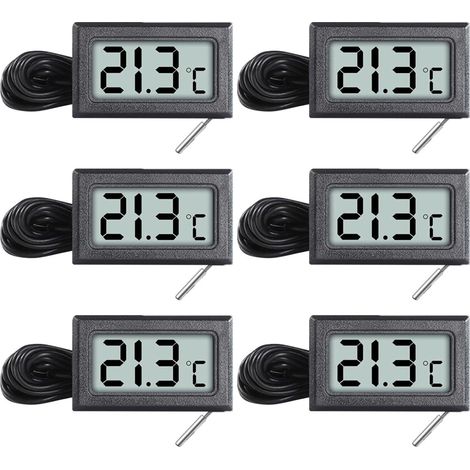 Confezione da 6 mini termometri digitali LCD con sonde (da -50 °C a +110 °C) (1/5)