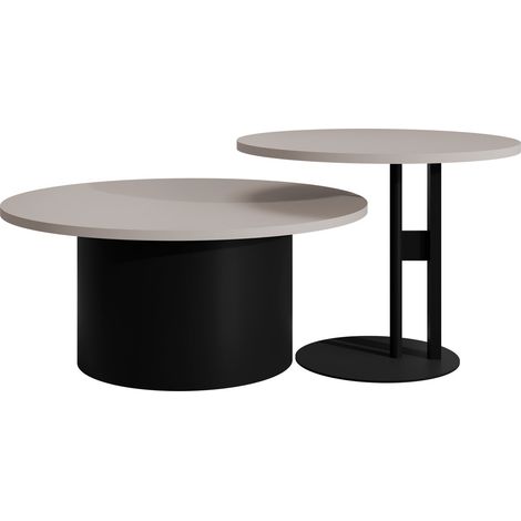 Conjunto mesa de centro Oswego 159, Cachemira, 33x0x0cm, Diámetro: 75, Aglomerado laminado, Redonda