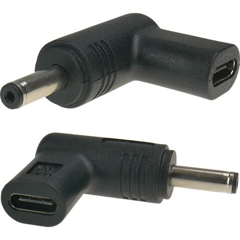 Adaptador USB-C para alimentar un portátil con un conector de 4,0 x 1,35 mm.