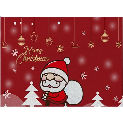 Placemat - Linen - 33 x 45 cm - Double Couche - Non Glissant - Pour Décoration De Table De Noël Et Restaurant - 1 Pièce (1/5)