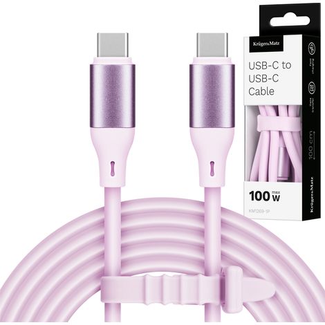 Cable USB-C - USB-C de 100 W y 1 m, de silicona rosa, Kruger&Matz Basic (1/4)