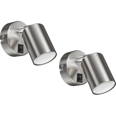 2 Applique murale, Interrupteur intégré, Tête orientable 90°, Ampoule LED GU10 incluse, Salon Cuisine Bureau (1/5)