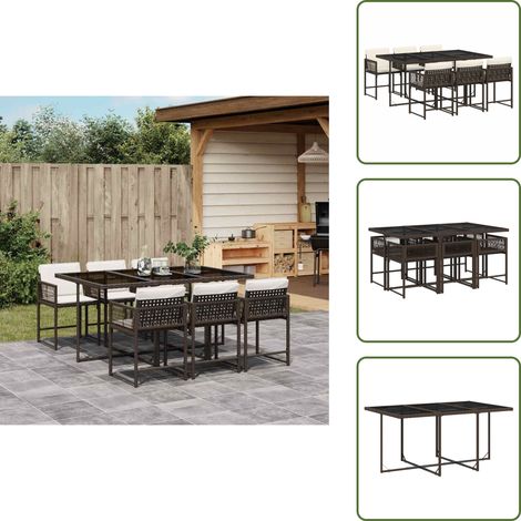 Ensemble à manger de jardin et coussins 7 pcs marron rotin - Salon De Jardin - Meuble De Jardin - Set De Salon De Jardin - Mobilier De Jardin - Table De Jardin (1/5)