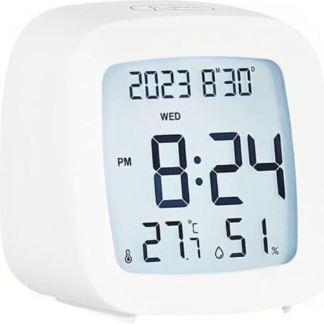 Réveil numérique avec température et humidité, enregistrement max/mixage 12/24 heures, calendrier hebdomadaire, bouton tactile, pour la maison, le bureau, les étudiants (1/5)
