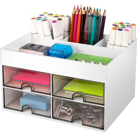 Organiseur De Bureau Peu Encombrant Avec 4 Tiroirs - Organisateur Multifonction Pour Bureau (1/5)