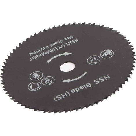 85 mm Edelstahl-Kreissägeblatt mit 80 Zähnen, Bohrungsdurchmesser 10 mm (1/5)