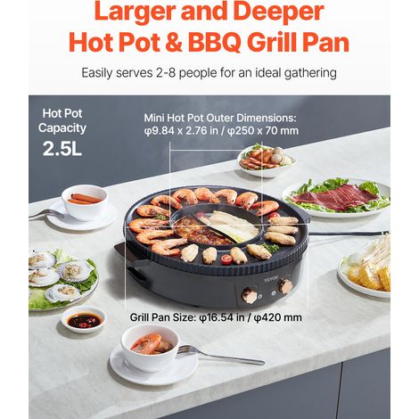 Appareil à Fondue Chinoise avec Gril 2-en-1 Hot Pot Électrique (1/5)