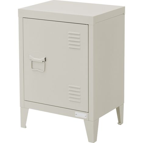 ML-Design Nachttisch, Nachtschrank Hellgrau, 40x30x58 cm, aus Stahl, Türgriff links, Industriedesign, Metall Nachtkommode für Schlafzimmer, Nachtkästchen 1 Tür, Sofatisch Beistelltisch Metallschrank