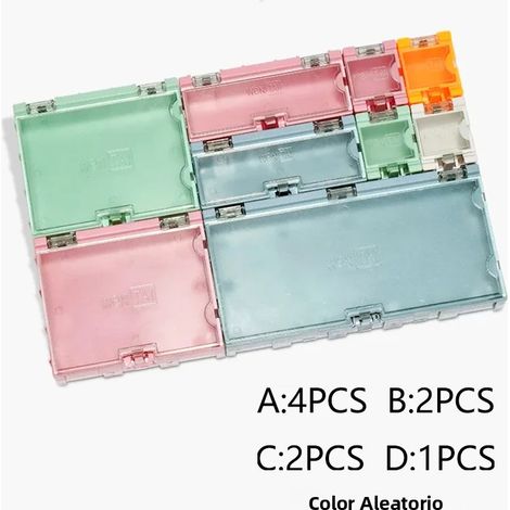 Kit de rangement mini pour composants électroniques SMT SMD, 9 pièces, boîtier auto-bloquante avec fermoir, matériau PA+PE, super empilable (1/5)