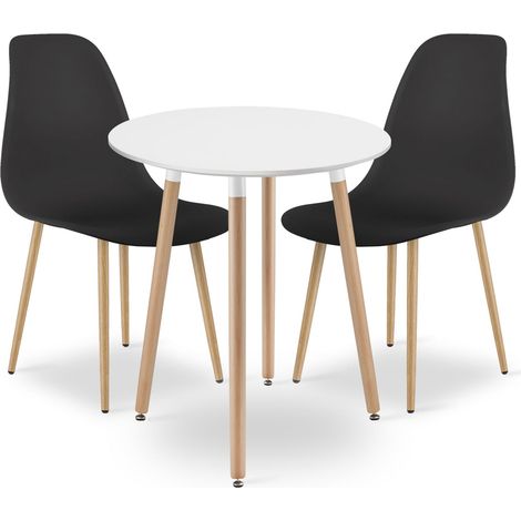Ensemble Repas - Leobert - Kami - Blanc/Pieds Naturels/Noir - 60 Cm - 3 Pièces (1/5)