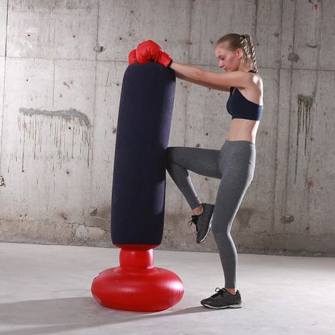 Colonne de frappe gonflable 1,6 m pour adultes et enfants, sac de boxe antidéstress renforcé autonome