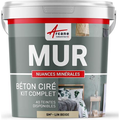 béton ciré, mur, couleur, enduit décoratif, enkit, gris, blanc, beige - 5 m² - Mate Lin Beige - ARCANE INDUSTRIES (1/5)