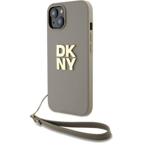 Custodia rigida beige/beige DKNY DKHCP15SPBSWSE per iPhone 15/14/136,1" con cinturino da polso e logo Stock. (1/5)