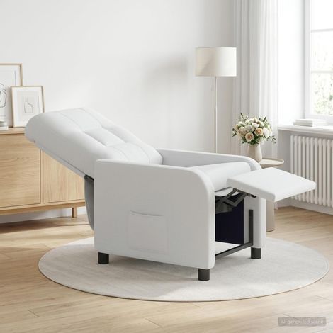 vidaXL Recliner Blanco Tela (1/5)