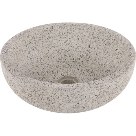 Differnz Terrazzo vasque à poser - 40x40x15cm - ronde - terrazzo - blanc/noir mat (1/2)