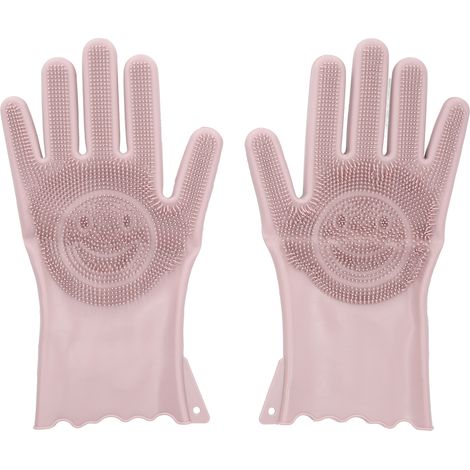 Gants de vaisselle en silicone anti-brûlure, imperméables, pour cuisine et salle de bain, rose poussière
