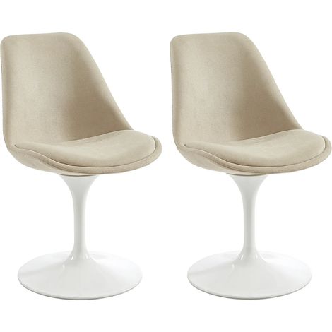 Sedia in Tessuto testurizzato e Acciaio Beige e Bianco - Lotto di 2 - XAFY (1/5)