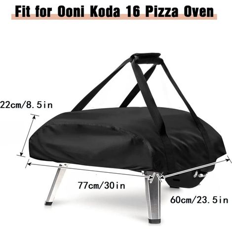 Funda protectora para horno de pizza Ooni Koda 16, 77x60x22cm, tela Oxford 420D, portátil, impermeable, resistente a la intemperie, accesorio para horno de pizza de exterior, color negro.