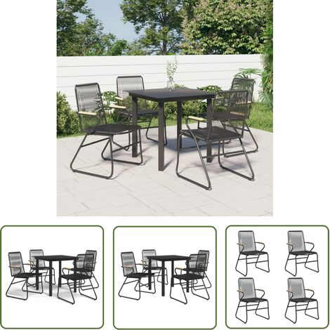 The Living Store Ensemble à manger de jardin 5 pcs Noir Rotin PVC - Meubles De Jardin - Salon De Jardin - Ensemble De Jardin - Mobilier De Jardin - Rotin Pvc (1/5)