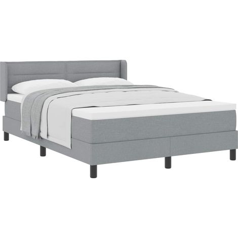 Maison Exclusive - Lit à ressorts avec tête de lit Gris clair 200 x 160 cm tissu (1/5)