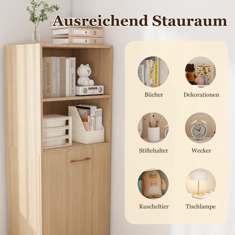Bureau escamotable avec armoire de rangement, table pliante gain de place avec étagères réglables et plateau extensible, chêne clair naturel, pour chambre et bureau (Bureau de travail) (1/5)