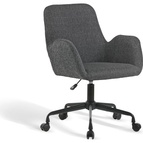 HISPANOHOGAR, chaise de bureau à roulettes modèle Mael, en tissu gris anthracite (1/5)