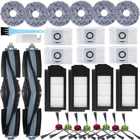 Accessoires pour Ecovacs Deebot X1 Omni / X1 e Omni / X1 Turbo Aspirateur, 2 Brosse principale, 8 Brosses Latrales, 6 Serpillire, 4 Filtres, 6 Sacs, 2 Brosse de Nettoyage