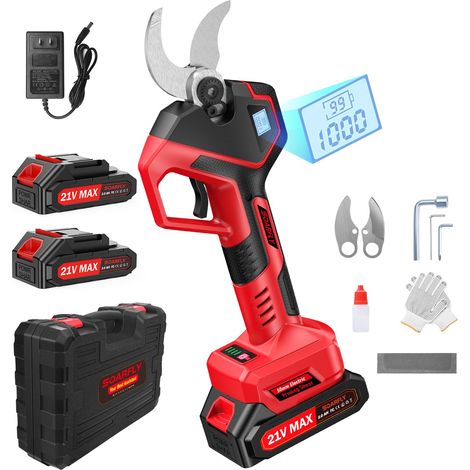 Sécateur Électrique Sans Fil 70 mm, 21V, Moteur Brushless 700W, Lame SK7 Haute Dureté, Ouverture Réglable 40 mm et 70 mm, Affichage LED de Batterie, Sécateur à Batterie pour Jardin et Verger (1/5)