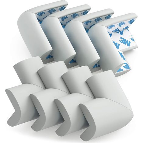Protections d'angle pour bébé - Coins et bords sécuritaires pour bébé, ruban adhésif pré-installé, gris, paquet de 8 (1/5)