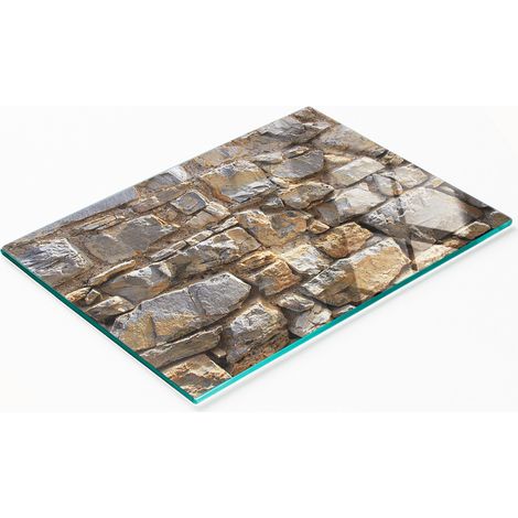 Tablero de cocina de vidrio duradero y elegante con diseño de pared de piedra, 80x52 cm. (1/5)