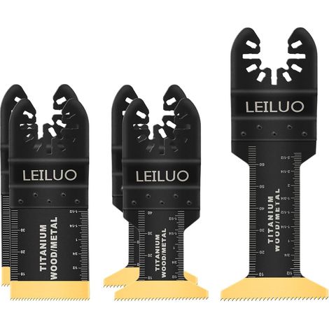 Leiluo Lot de 5 lames oscillantes en titane pour outils multifonctions pour matériaux durs en métal et bois Lame de scie oscillante Compatible avec Dewalt Makita Ryobi (1/5)