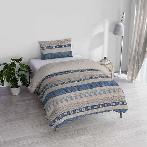Parure Housse de Couette avec Sac et taies d'oreiller imprimés, Bleu (1/3)