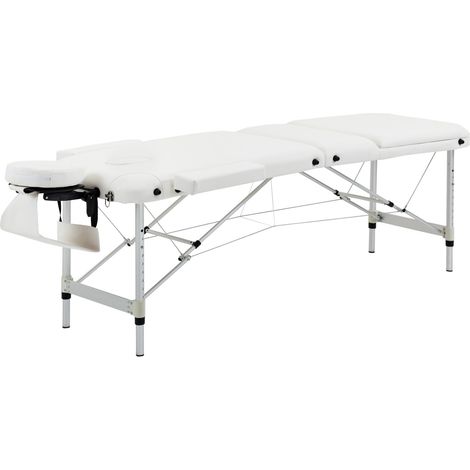 Table de massage pliante réglable en hauteur avec appui-tête, PVC et aluminium, 215 x 60 x 61-84 cm (1/5)