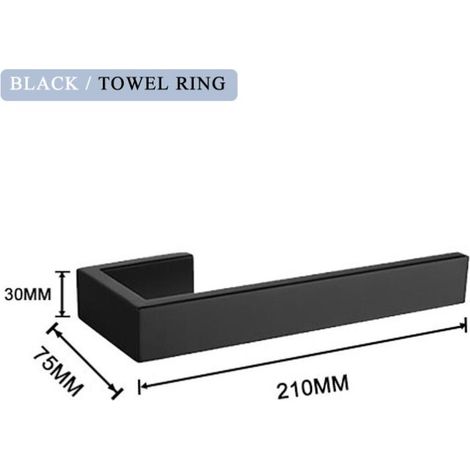 Anneau porte-serviette Installation du porte-serviette Acier inoxydable 304 Surface brossée Porte-serviette noir Accessoires de salle de bain 21 7,5 3 cm (Une pièce) (1/4)