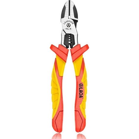 Pinza a becco diagonale isolata VDE 1000 V – 20 cm – acciaio temprato – per elettricisti professionisti