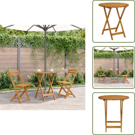 Tavolo in acacia - vidaXL Tavolo da Giardino Pieghevole 70 cm in Massello di Acacia -